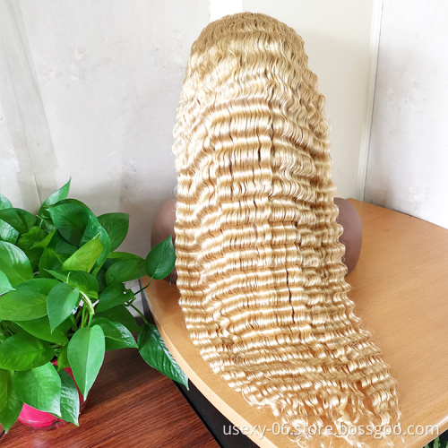 Full lace glueless colorful natural 613 virgin hair human hd lace front wig vendors deep wave wig human hair blonde wigs